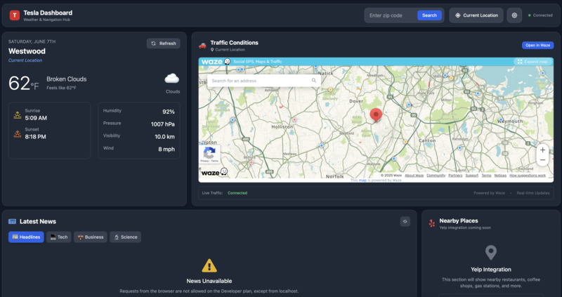 Screenshot of Tesla Dashboard project